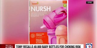 About 40,000 Boon Bursh baby bottles recalled