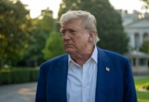 Missing Med Deepens Trump Health Mystery A political figure with a serious expression standing outdoors near the White House
