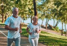 How Much Daily Movement Does Your Brain Actually Need? Older couple jogging on a lakeside path