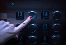 Elevator Habit? Cardiologists Sound Alarm finger pressing elevator button for floor 13