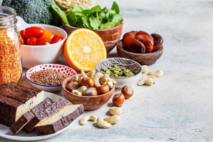 shutterstock_1674378484 Assorted plant-based foods on a counter