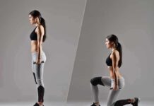 Woman performing dumbbell lunge exercise