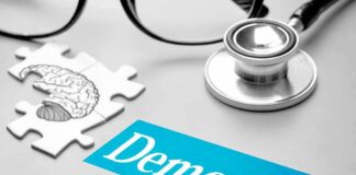 Stethoscope and brain puzzle piece on desk